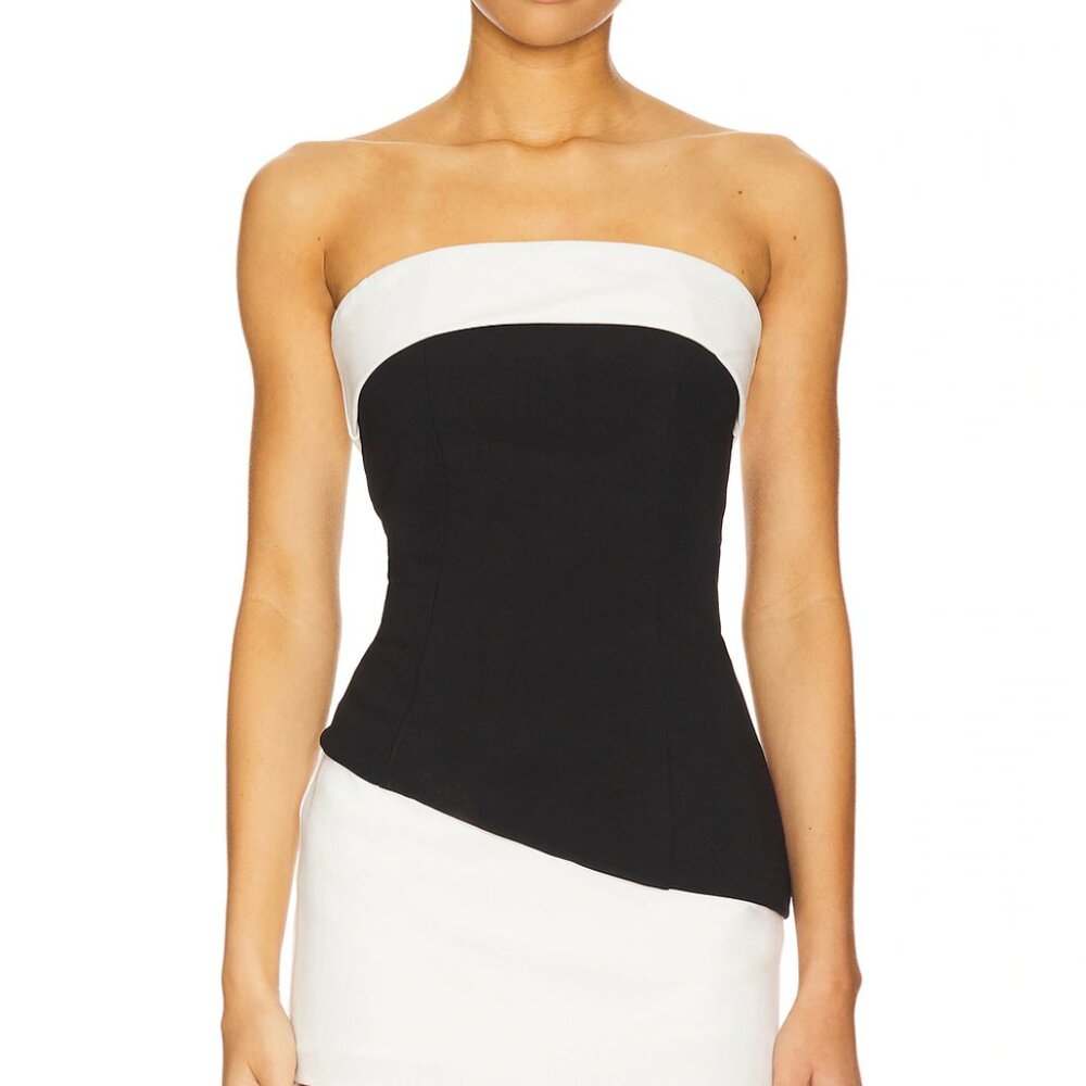 NEW ALL THE WAYS Marcie Strapless Top in Black & White Tube Top Small S